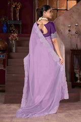 Exquisite Purple Embroidery Saree