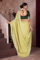 Exquisite Yellow Embroidery Saree