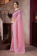 Exquisite Pink Embroidery Saree