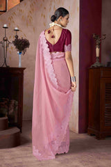 Exquisite Pink Embroidery Saree
