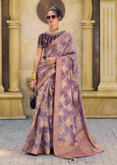 Elevate Elegance with Our Luxurious Purple Jacquard Woven Saree