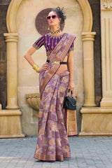 Elevate Elegance with Our Luxurious Purple Jacquard Woven Saree