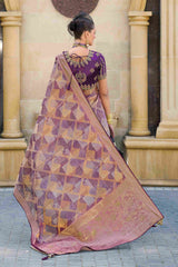 Elevate Elegance with Our Luxurious Purple Jacquard Woven Saree