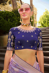 Elevate Elegance with Our Luxurious Purple Jacquard Woven Saree