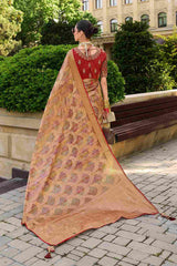 Shop Elegant Orange Jacquard Woven Saree
