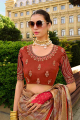 Shop Elegant Orange Jacquard Woven Saree