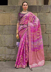 Luxurious Pink Jacquard Woven Saree