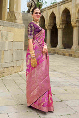 Luxurious Pink Jacquard Woven Saree