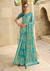 Elevate Elegance with Our Green Jacquard Woven Saree