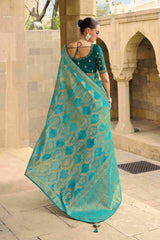 Elevate Elegance with Our Green Jacquard Woven Saree