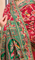 Dark Pink Satin Silk Embroidery Saree-4426