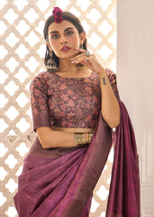 Dull Purple Tussar Silk Woven Saree-4439