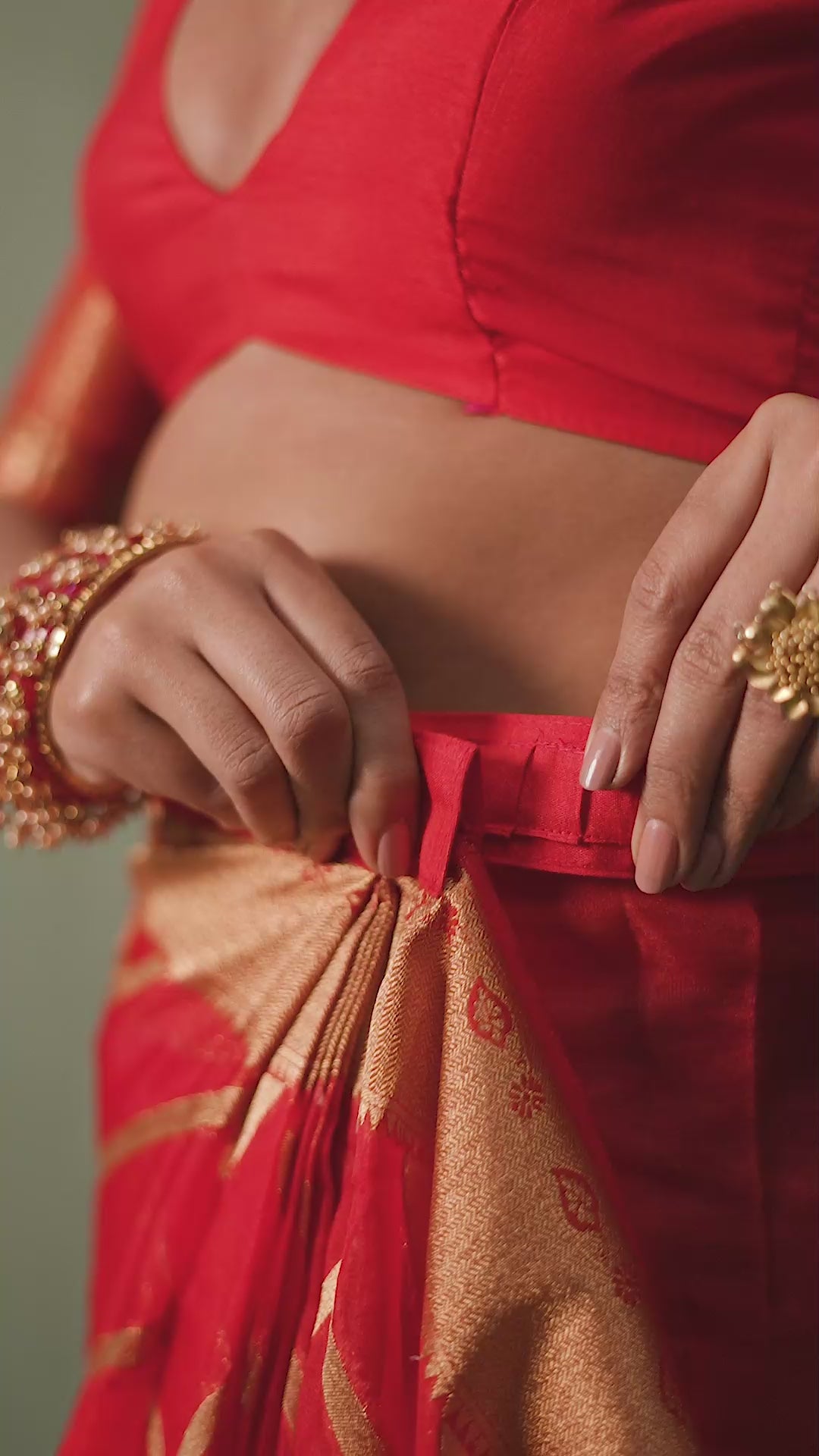 Red Organza Silk Woven Ready to Wear Saree  Perfect for Any Occasion
