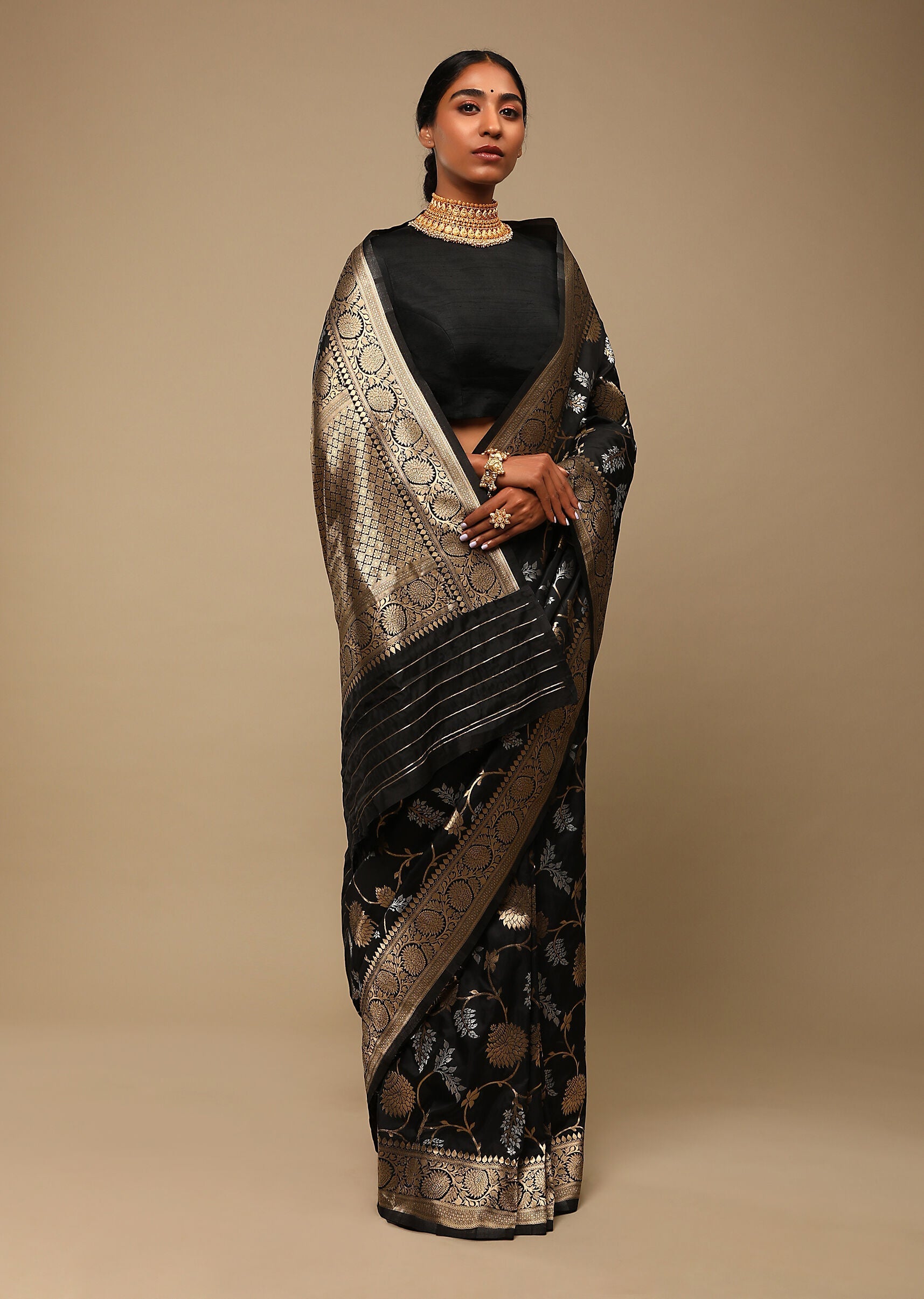 Elegant Black Art Silk Banarasi Saree