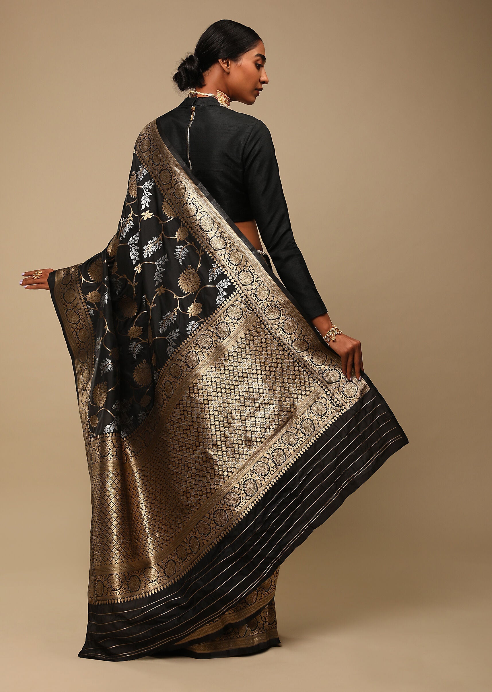 Elegant Black Art Silk Banarasi Saree