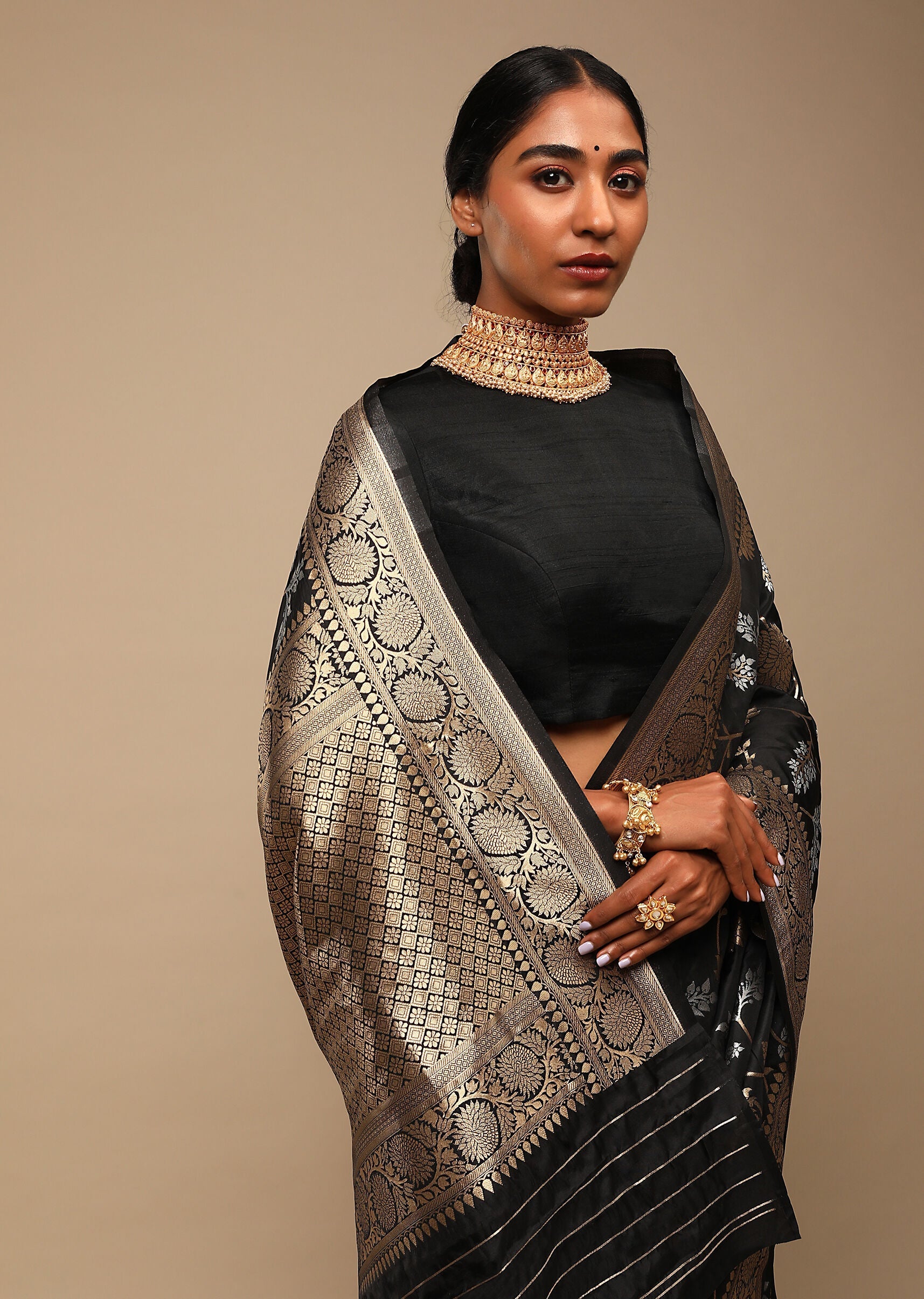 Elegant Black Art Silk Banarasi Saree