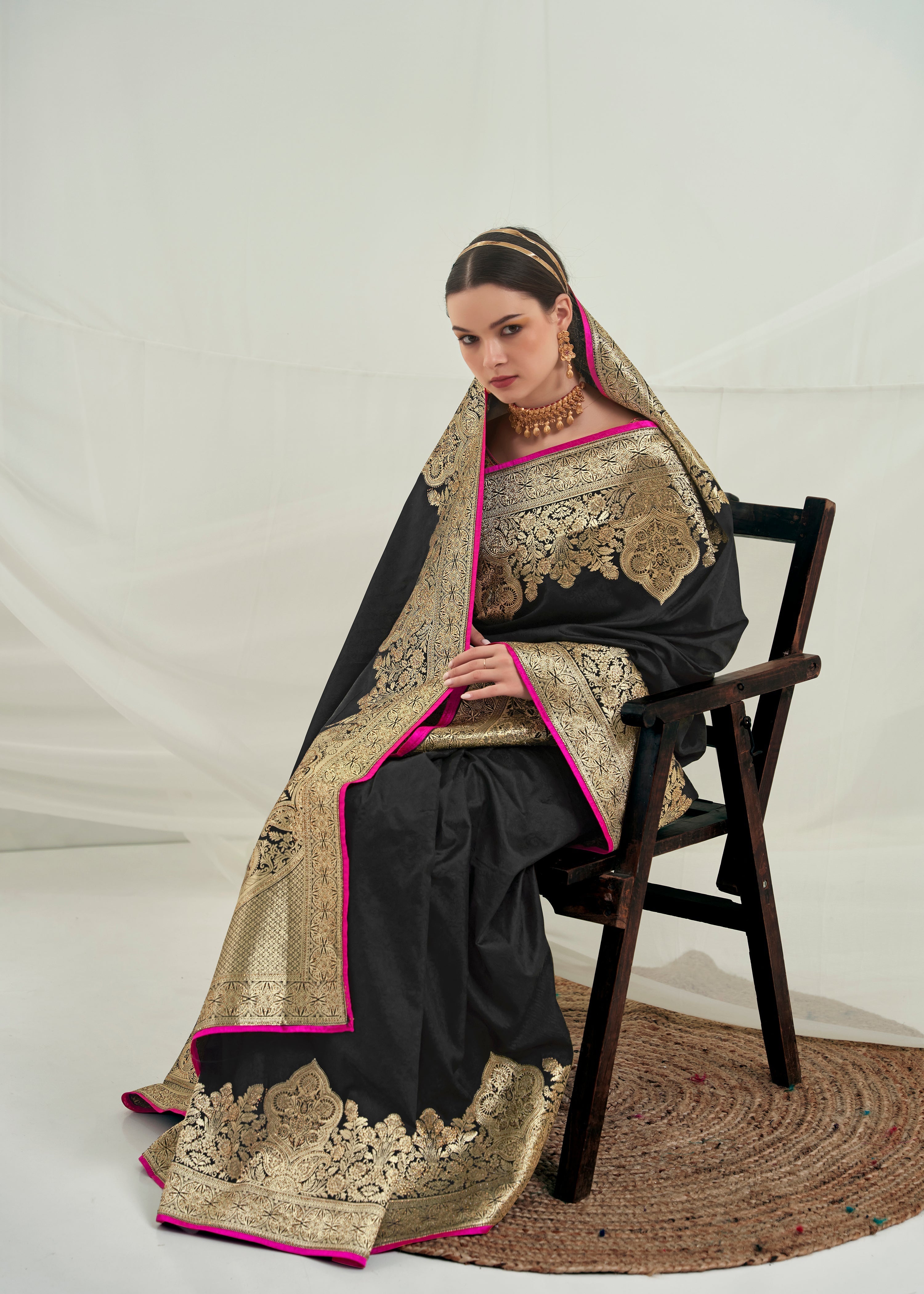 Elegant Black Art Silk Saree