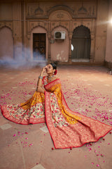 Elegant Orange Cotton-Silk Saree