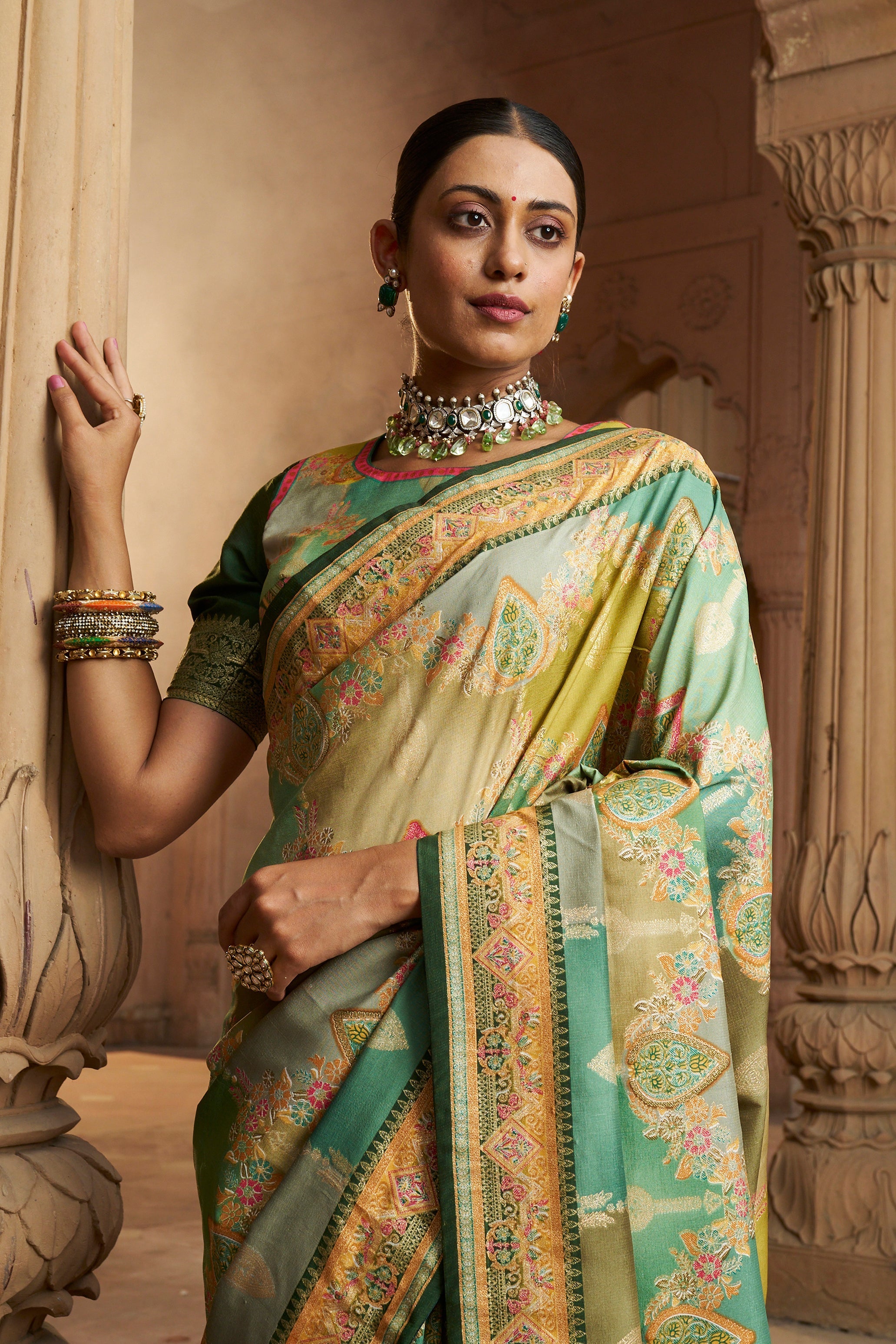 Discover the Elegance of Green Cotton-Silk Sarees