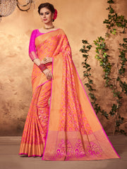Shop Elegant Peach Patola Silk Woven Saree 