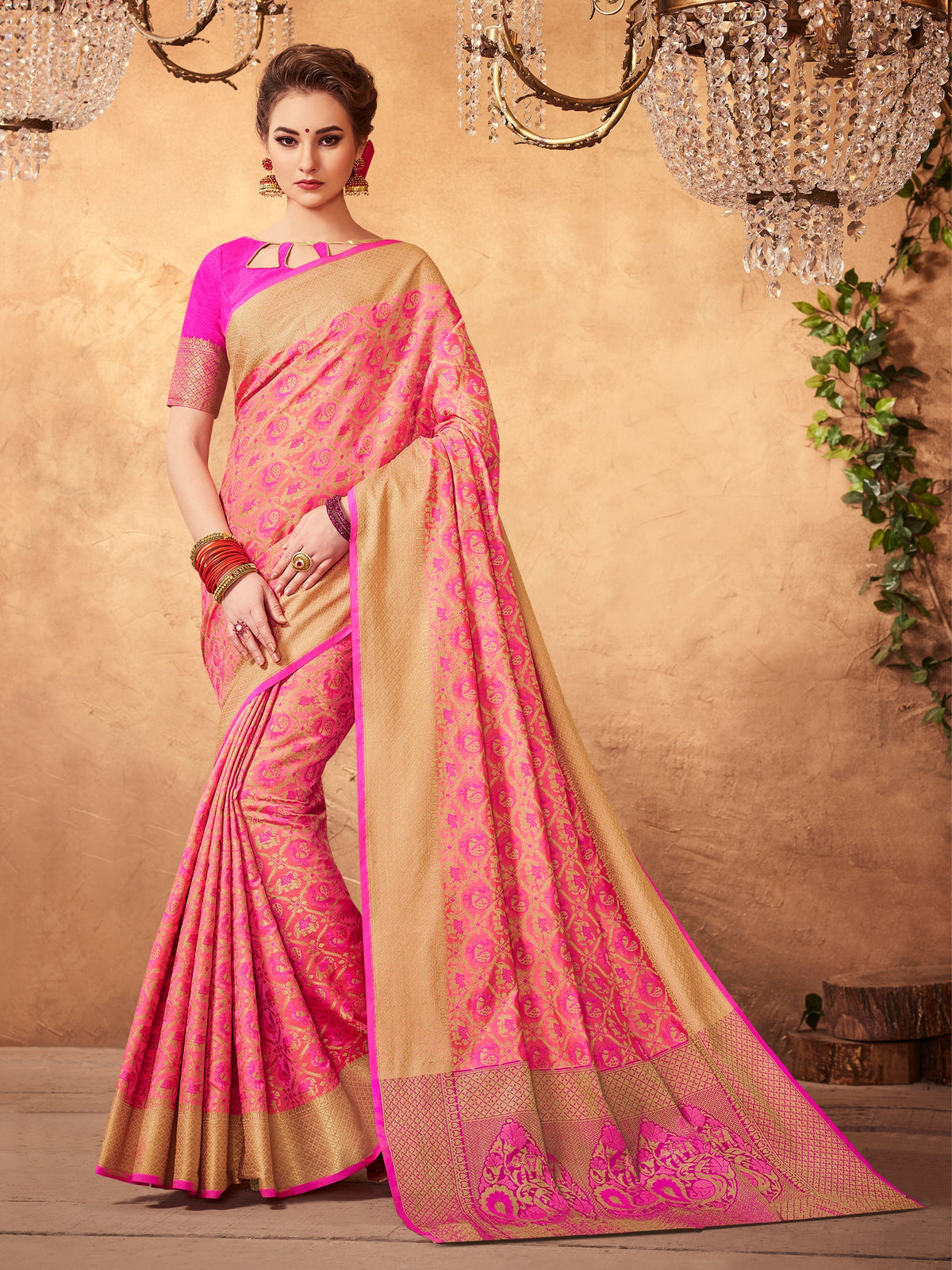  Peach Patola Silk Woven Saree 