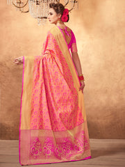 Peach Patola Silk Woven Saree