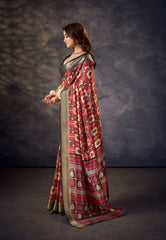 Exquisite Multi Silk Block Print Saree
