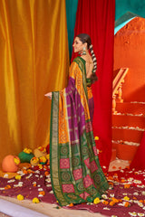 Mustard Tussar Silk Swarovski Saree