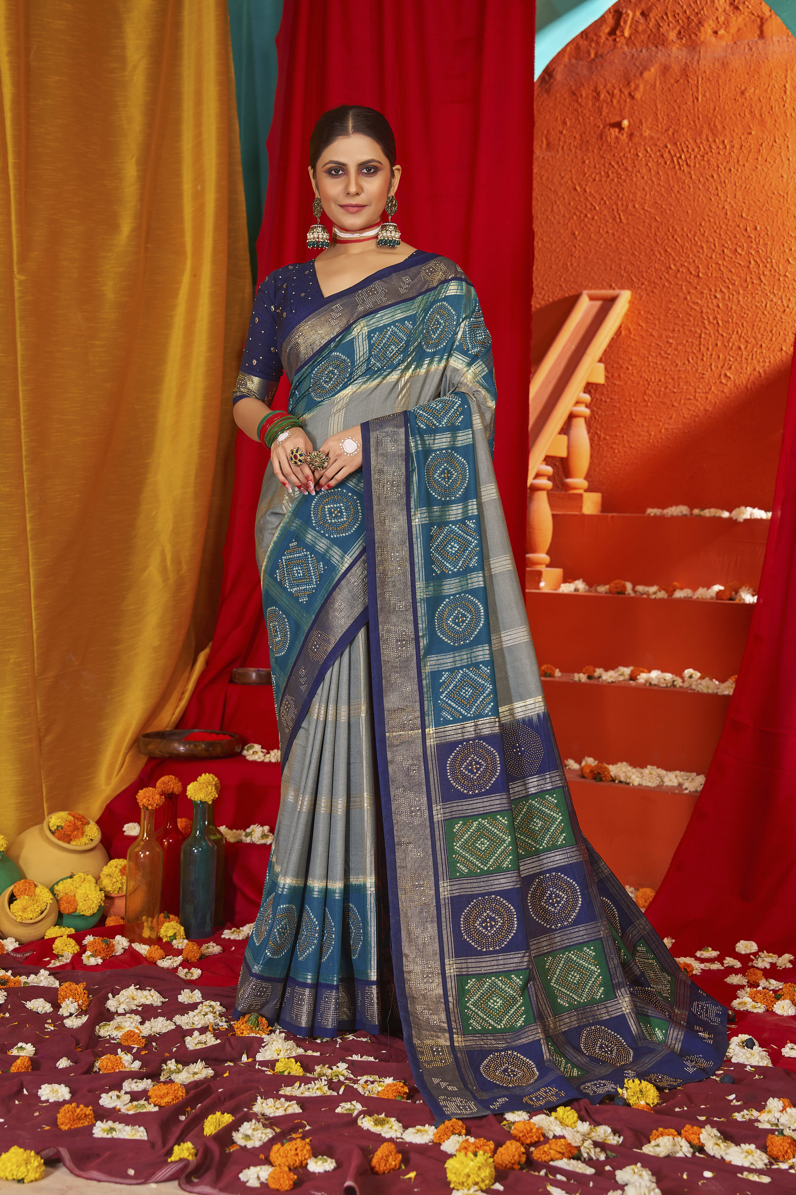 Luxurious Tussar Silk Swarovski Attire