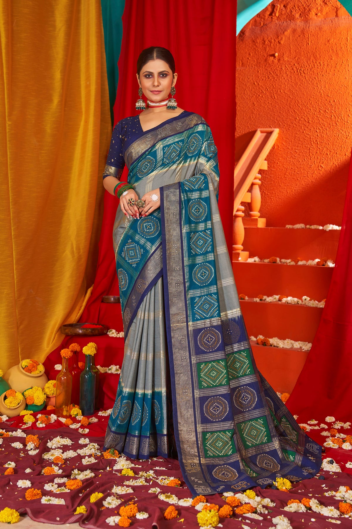 Luxurious Tussar Silk Swarovski Attire