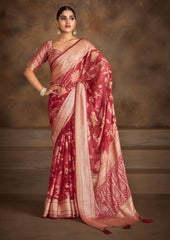 Vibrant Red Brasso Saree