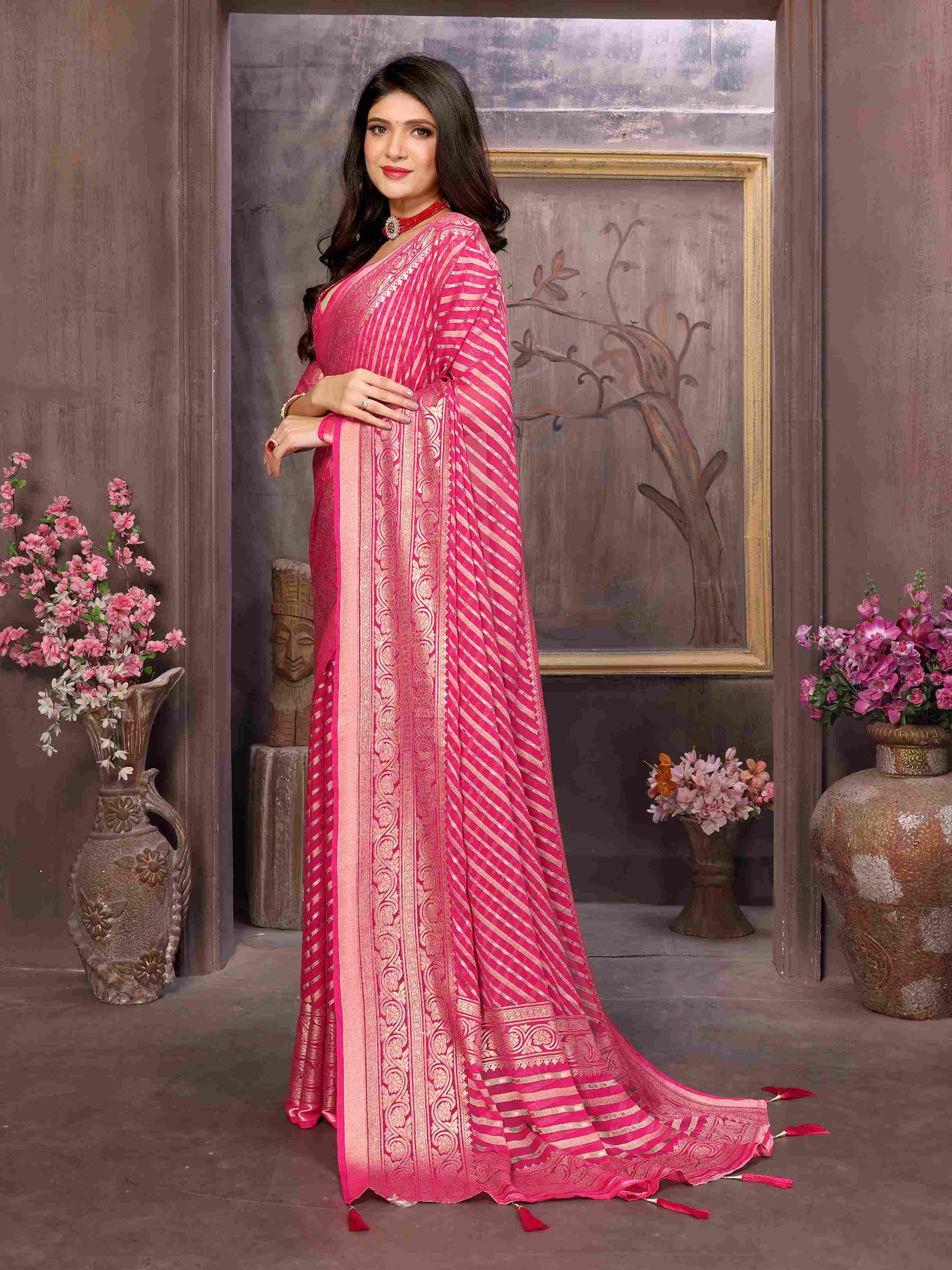 Exquisite Pink Brasso Saree