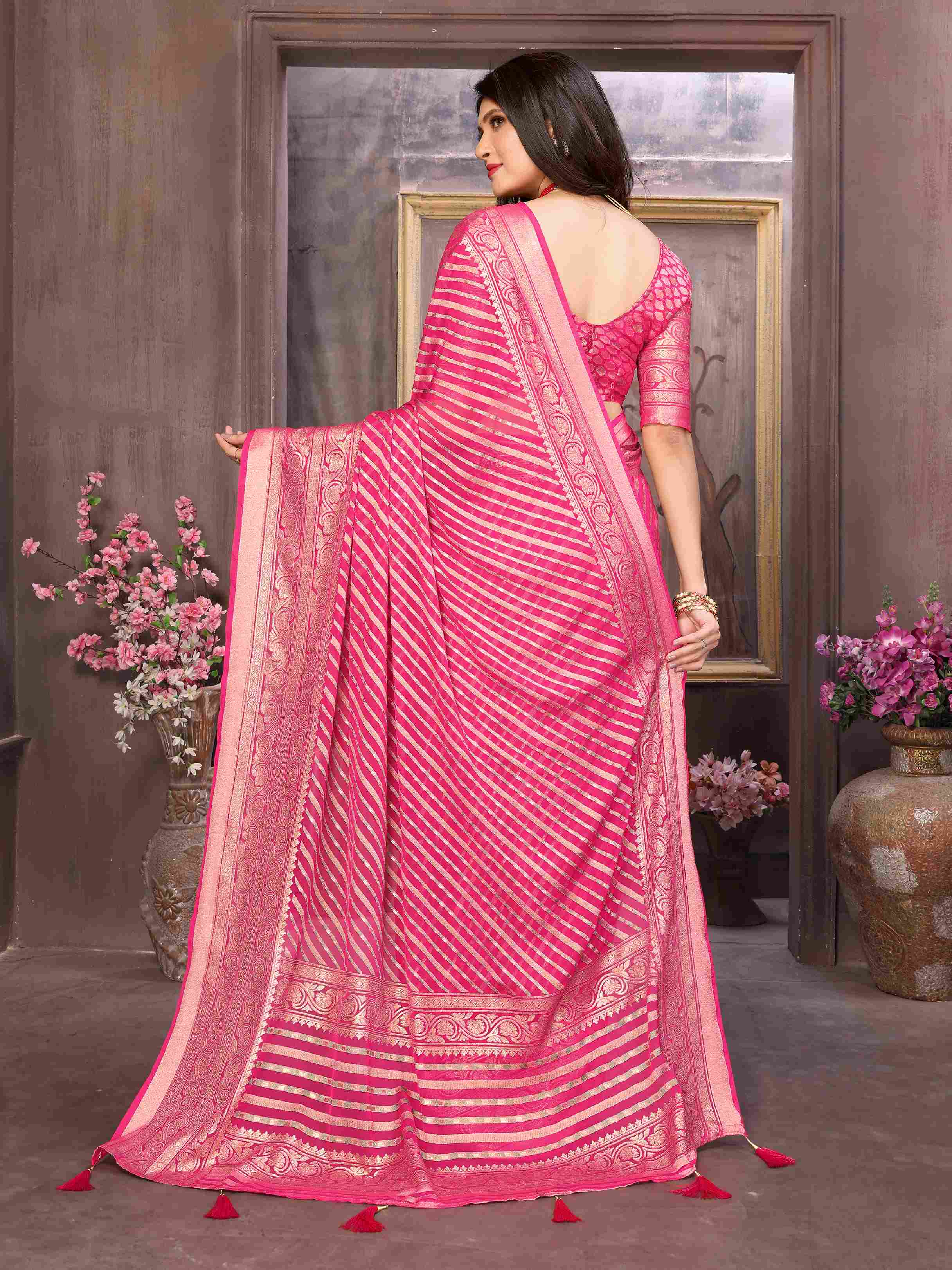 Exquisite Pink Brasso Saree