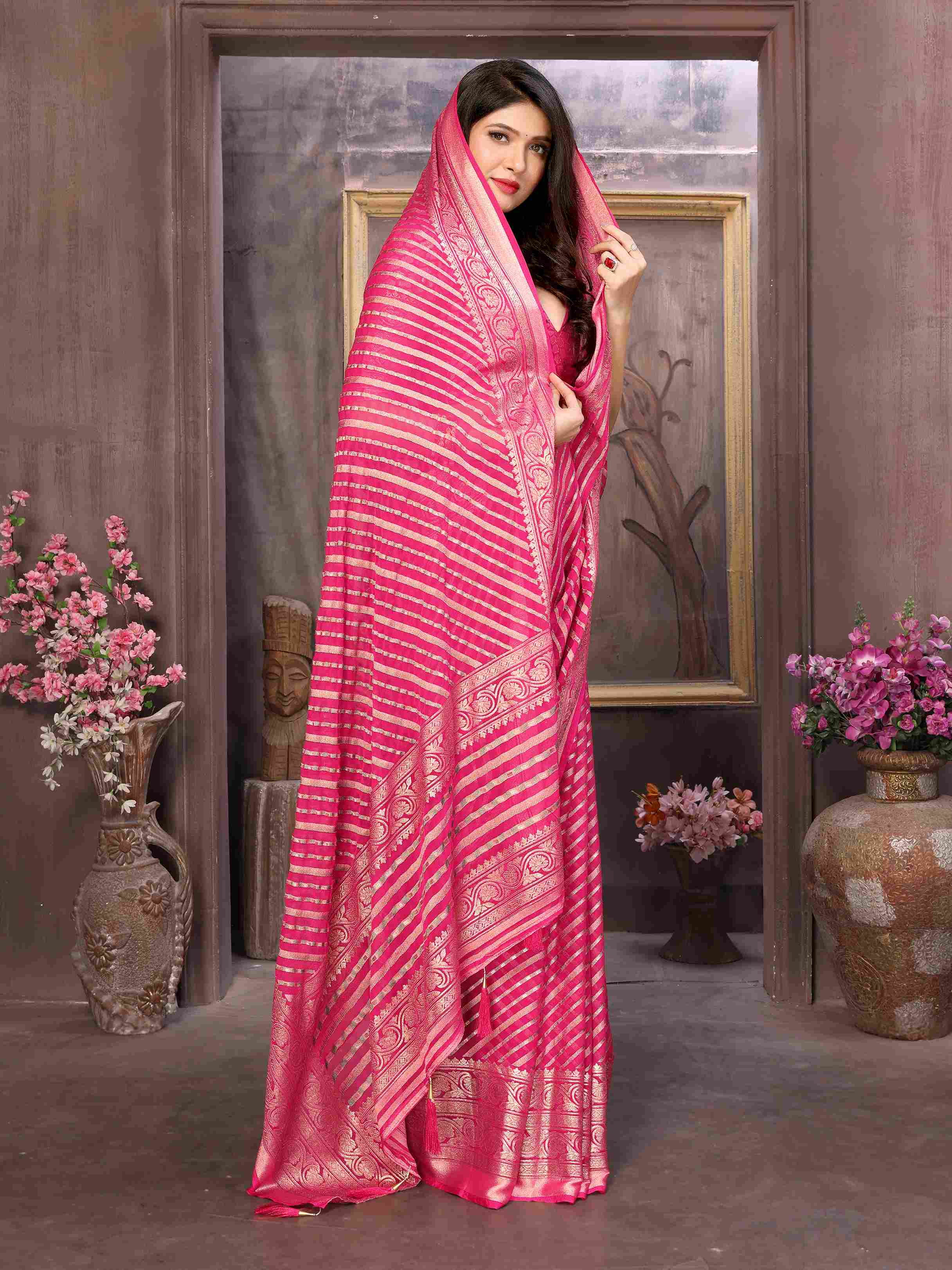 Exquisite Pink Brasso Saree