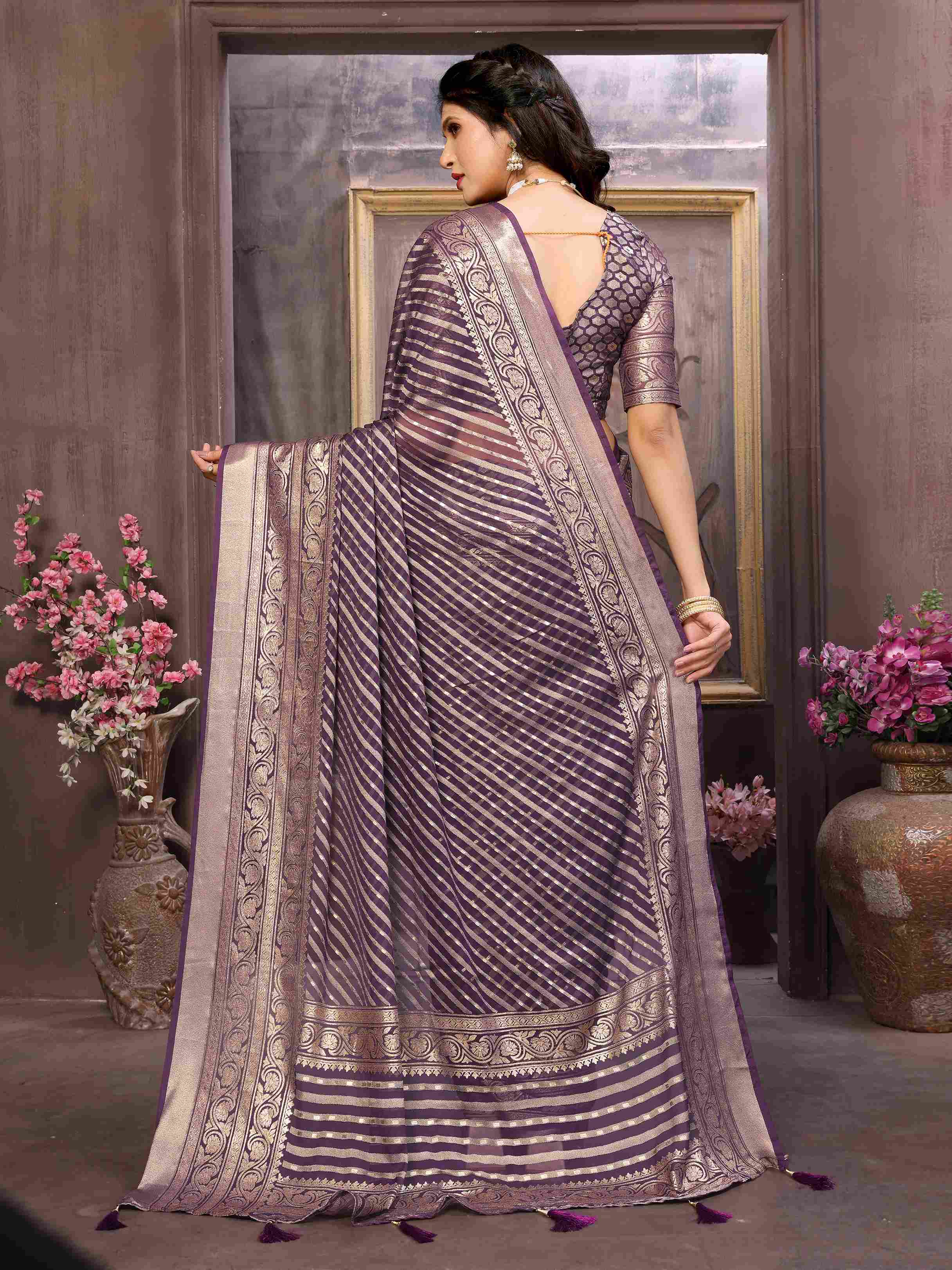 Shop Elegant Purple Brasso Saree