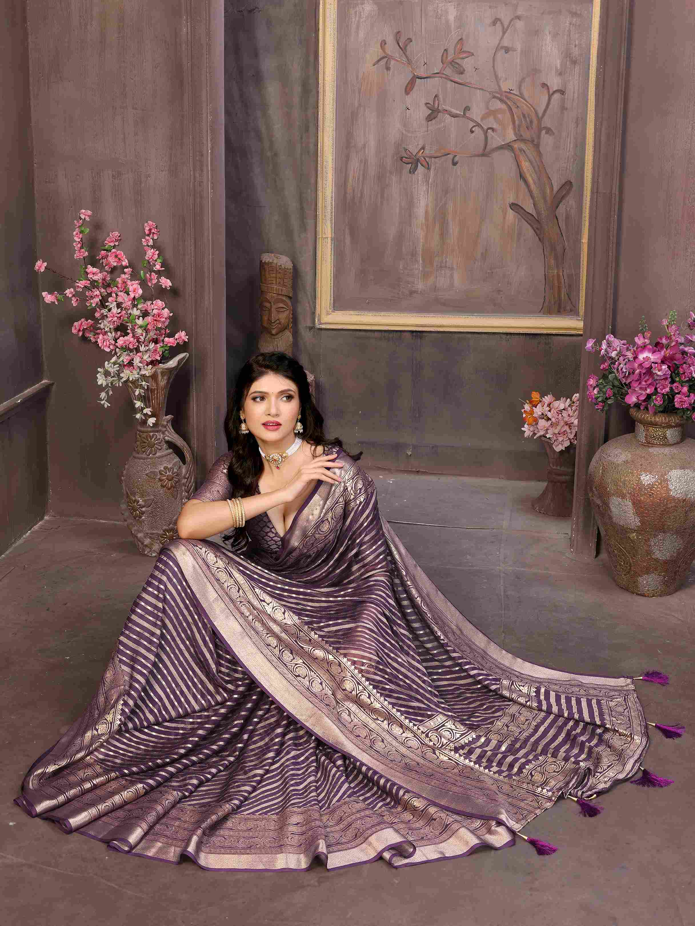 Shop Elegant Purple Brasso Saree