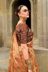 Shop Elegant Orange Jacquard Woven Saree