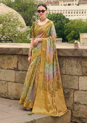 Elevate Elegance with Our Green Jacquard Woven Saree
