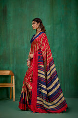 Shop Stylish Red Linen Printed Ready to Wear Sarees Online - Affordable Prices-RTW-1904