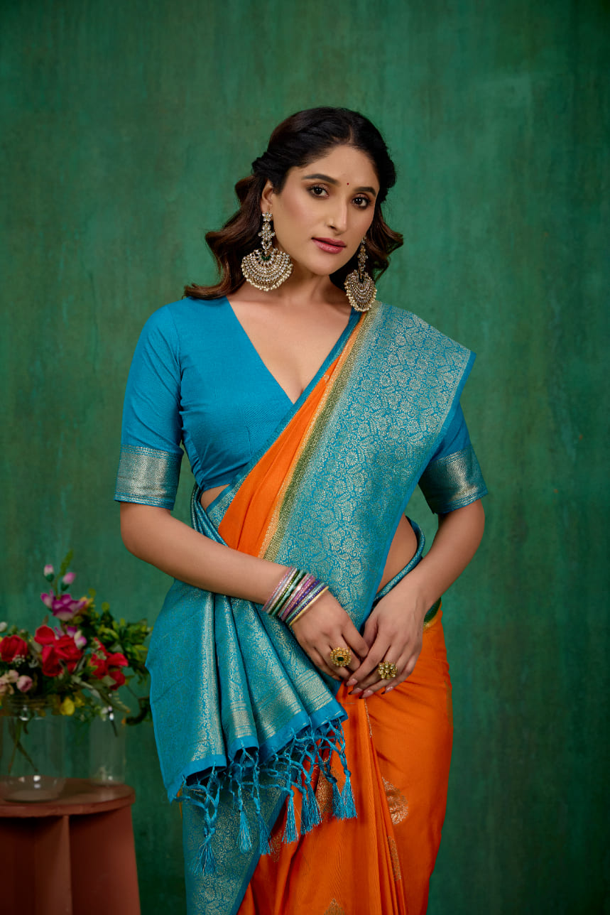 Shop Elegant Mustard Banarasi Art Silk Woven Ready to Wear Saree Online - Best Prices-RTW-2103