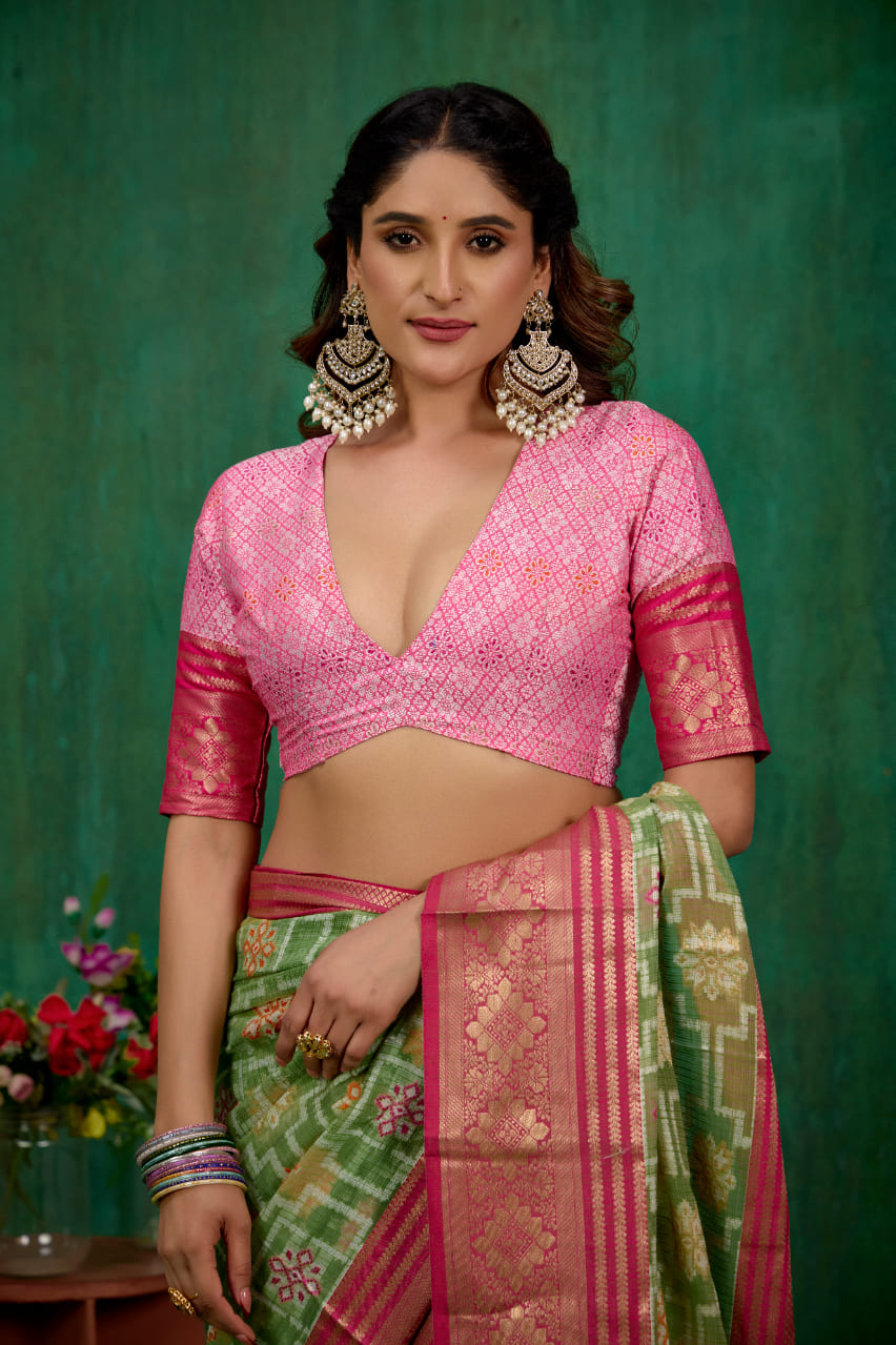 Elegant Green Cotton Silk Woven Ready to Wear Saree - Perfect for Any Occasion-RTW-2590